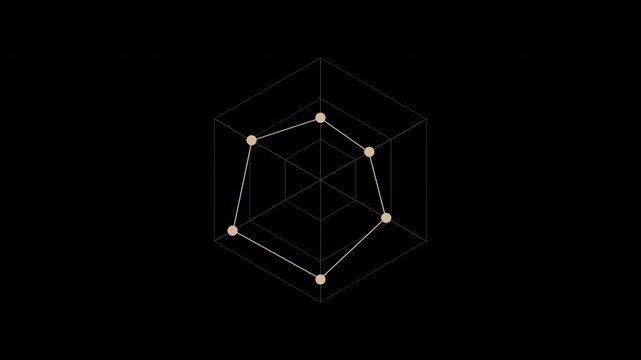 Beige radar spider chart with morphing values, comparison analysis graph loop, transparent background