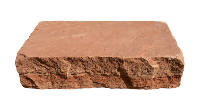 Red sandstone slab block podium isolated