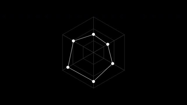 White radar spider chart with morphing values, comparison analysis graph loop, transparent background