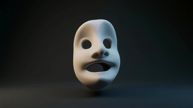 片側が暖色に照らされる白い顔の彫刻