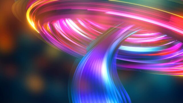 3D Render A mesmerizing, abstract 3D render video depicting swirling luminous light trails forming intricate spirals that seem to dance in motion