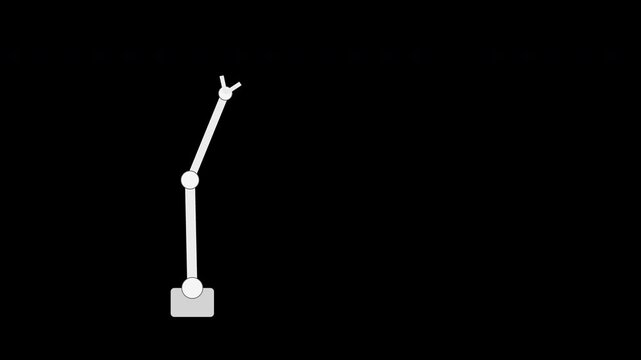 White robot arm articulating with gripper, industrial automation loop, transparent background
