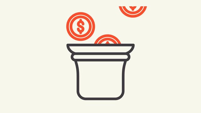 Animation of a dollar coin going into a money bag.