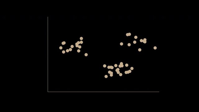 Beige scatter plot with points forming clusters, data analysis visualization loop, transparent background