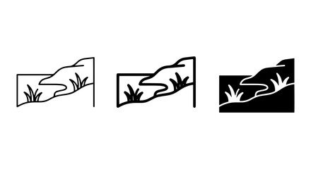 Fototapeta premium Minimalist Landscape Icons, Nature Scene Graphics, Outdoor Environment Symbols