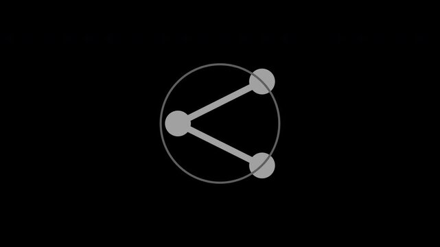 Gray share arrow icon popping outward, social media interface loop, transparent background