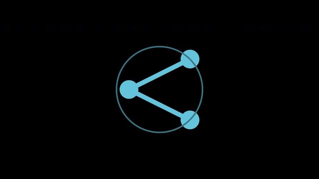 Blue share arrow icon popping outward, social media interface loop, transparent background