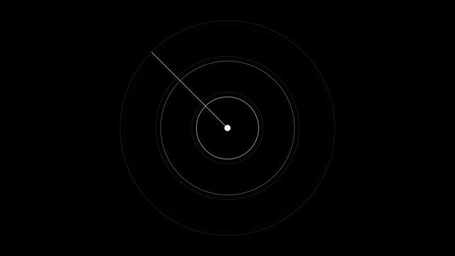 White sonar ping with expanding rings and rotating sweep, radar scan loop, transparent background