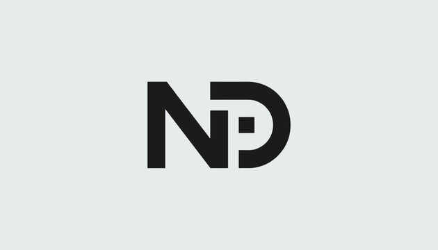 Modern minimalist geometric monogram logo design of the letters N and D in black on a clean white background.