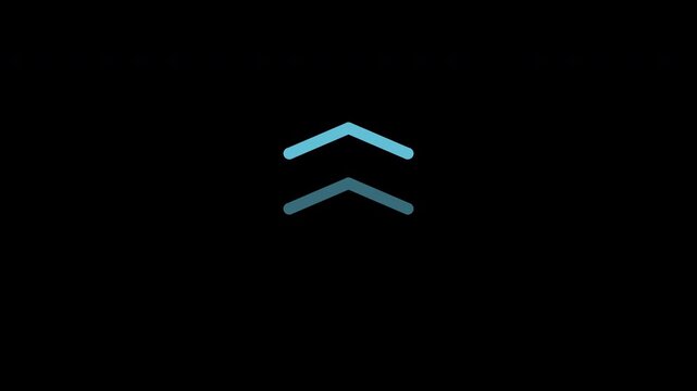 Blue swipe chevron indicator moving upward, mobile gesture interface loop, transparent background