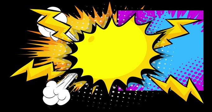 Cartoon background animation, comic book backdrop video. Retro comics pop art design.