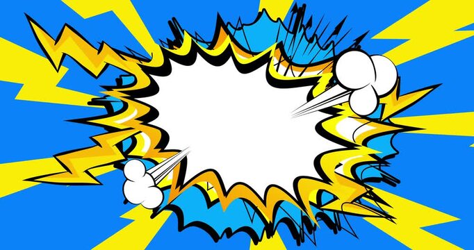 Cartoon background animation, comic book backdrop video. Retro comics pop art design.