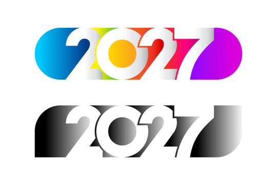 Set of Happy New Year 2027 logo text design. 