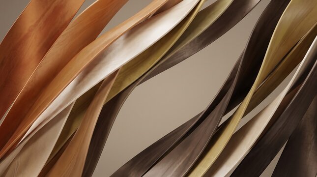 Flowing Earth Tone Architectural Ribbons in Contemporary Abstract Composition
