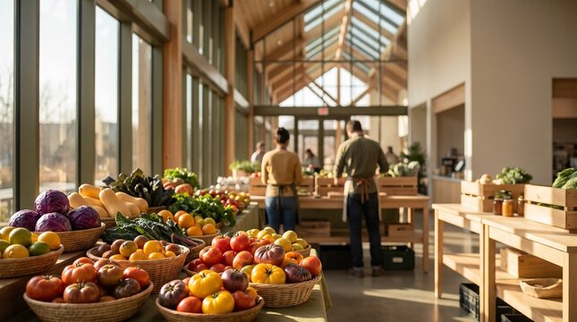 Fresh Seasonal Produce at Contemporary Indoor Farmers Market