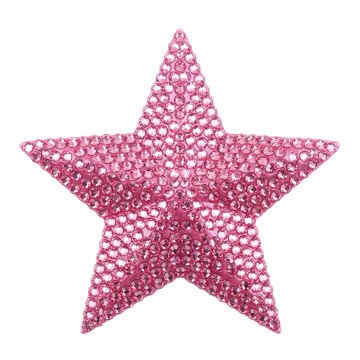 Pink Bedazzled Rhinestone Star PNG Isolated on Transparent Background for Glamorous Fashion, Party and Decorative Designs