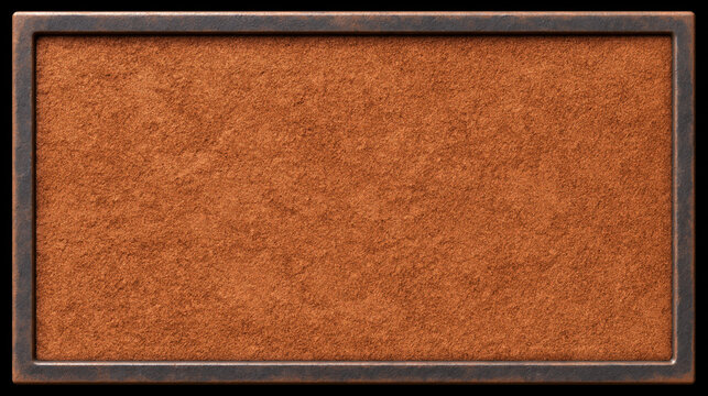 Nadir orthographic view of barren empty desert terrain, showing uniform sandy surface enclosed by dark rectangular border, with warm earthy color and textured detail