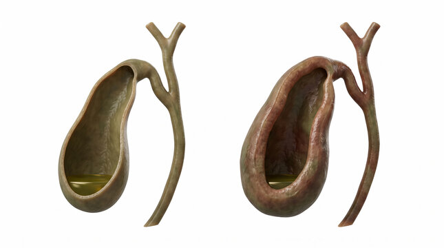Healthy Gallbladder Compared with Inflamed Gallbladder in Cholecystitis