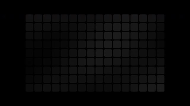 Black heatmap grid with pulsing cells, data density visualization loop, transparent background