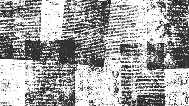 Distressed Black and White Grunge Newspaper Collage Background