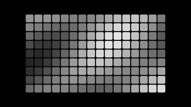 White heatmap grid with pulsing cells, data density visualization loop, transparent background