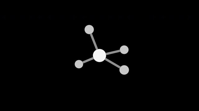 White molecule ball and stick model rotating, chemistry structure loop, transparent background
