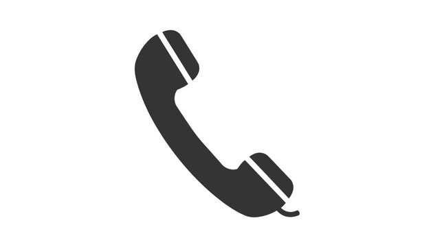 Classic black telephone receiver icon vector illustration, representing helpline and call center support.