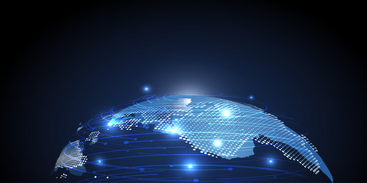 Abstract global network connection on technology background. World map point and line composition concept of global business