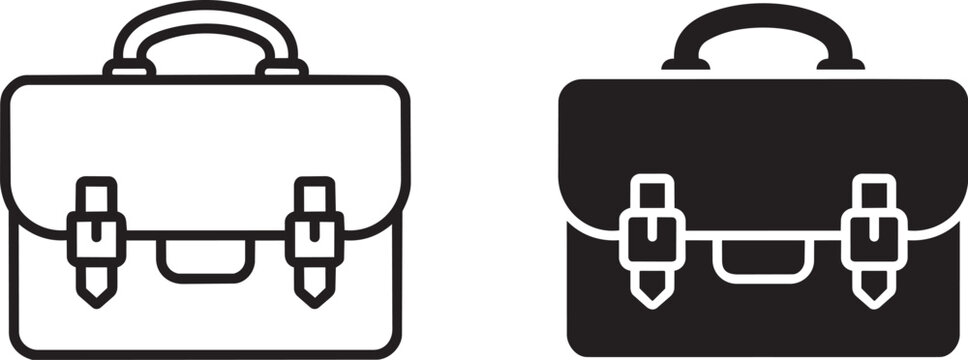 briefcase icons set line and solid style vector illustration