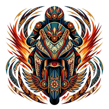 ornate batik superbike motorcycle racer biker culture sportbike wings flames motorsport racing club leather jacket back patch apparel streetwear dtg print decal sticker artwork
