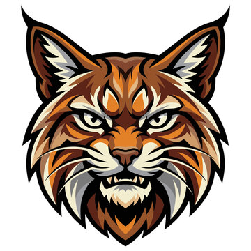 angry lynx bobcat head portrait esport gaming mascot sharp fangs whiskers fierce predator apparel streetwear tshirt design screen printing embroidery patch sticker decal graphic print artwork
