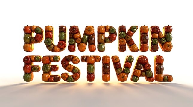 Colorful pumpkin festival typography with autumnal text and bright seasonal design