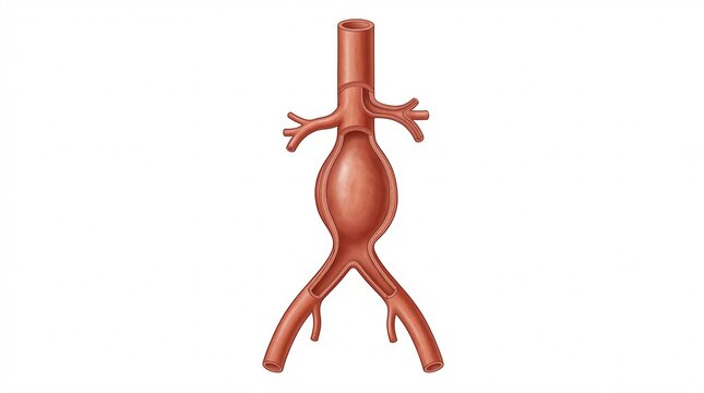 Abdominal Aortic Aneurysm Medical Illustration Showing the Swelling and Dilation of the Main Artery