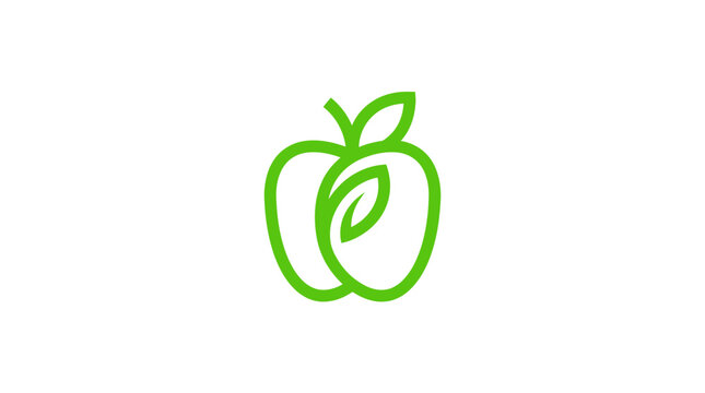 Minimalist Green Apple Logo Icon Design