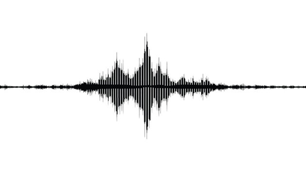Audio waveform displays sound frequency levels clearly on a plain background, providing a visual representation for media editing.