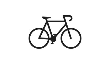 Fototapeta premium Classic black racing bicycle silhouette isolated on a plain white background, symbolizing sport and ecology.