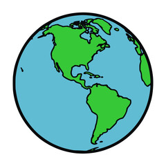 Obraz premium cartoon globe earth map travel nature land sea geography flat color vector illustration template design