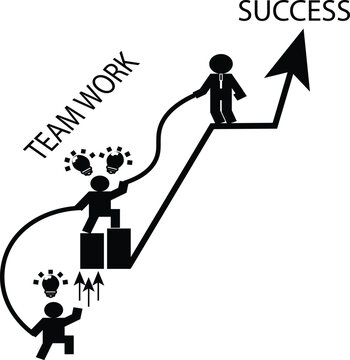 Teamwork and Partnership Concept for Business Growth and Career Success on Rising Arrow Chart