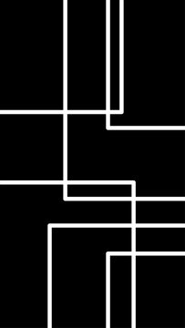 minimal abstract geometric design featuring intersecting white vertical and horizontal lines on black background.
