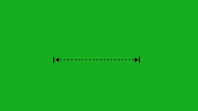 Animated horizontal measurement line with arrows on a green screen background, technical diagrams, engineering blueprints, ui and precise distance visualization