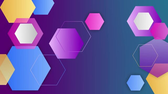 Abstract hexagon pattern background with geometric shapes and clean modern design animation