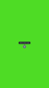 UI tooltip popup animation, help icon hint bubble green screen