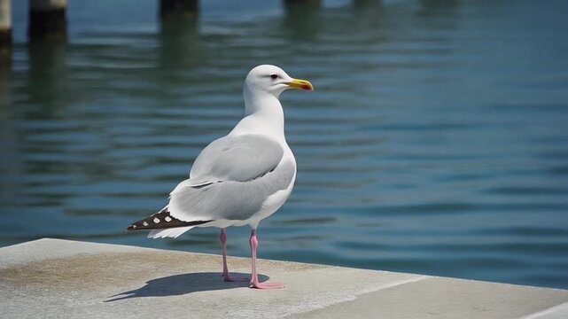 Animal single subject seagull pier Stable single-animal movement