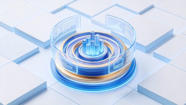 Futuristic digital interface with data visualization