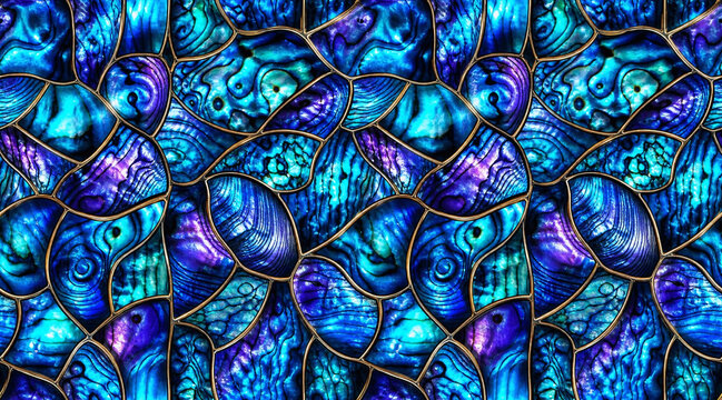 Paua Shell Mosaic Seamless Pattern