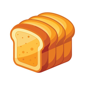 Sliced loaf of white bread vector illustration isolated on white background