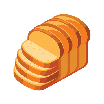 Sliced loaf of white bread vector illustration isolated on white background