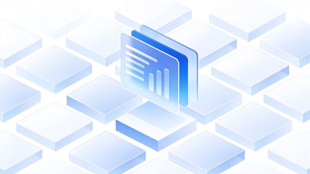 Blue graphic with data chart on blocks