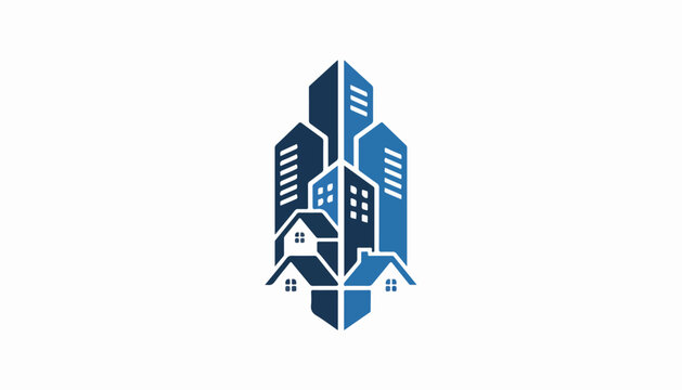 Urban real estate growth and property investment shield emblem