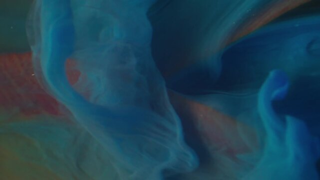 Vertical video. Steam flower. Paint wave. Defocused yellow blue red color plant tulip nature vapor fog water floating on abstract creative background.